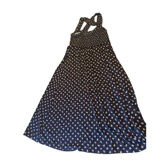 Boden Black Sleeveless Floral Midi Dress Size 10R Cottage Country Summer Coastal - Picture 6 of 6